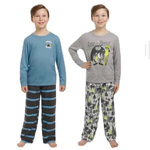 Eddie Bauer Boy’s Fleece Pajamas Set - Blue and Gray Cozy Kids Loungewear